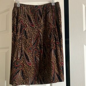 Harold's Brown and Red Paisley Midi Skirt